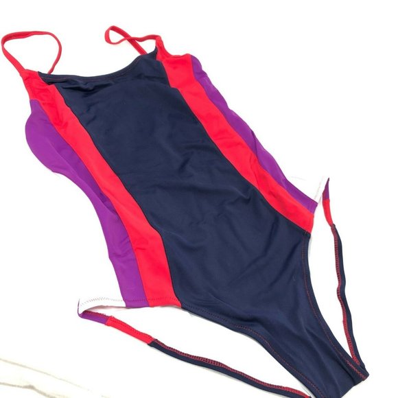 Sundry Anthropologie Colorblock One Piece Swim Suit Size X-Small XS Bathing 0 - Picture 7 of 12